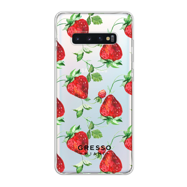 Противоударный чехол для Samsung Galaxy S10. Коллекция Tutti Frutti. Модель Strawberry Margarita..
