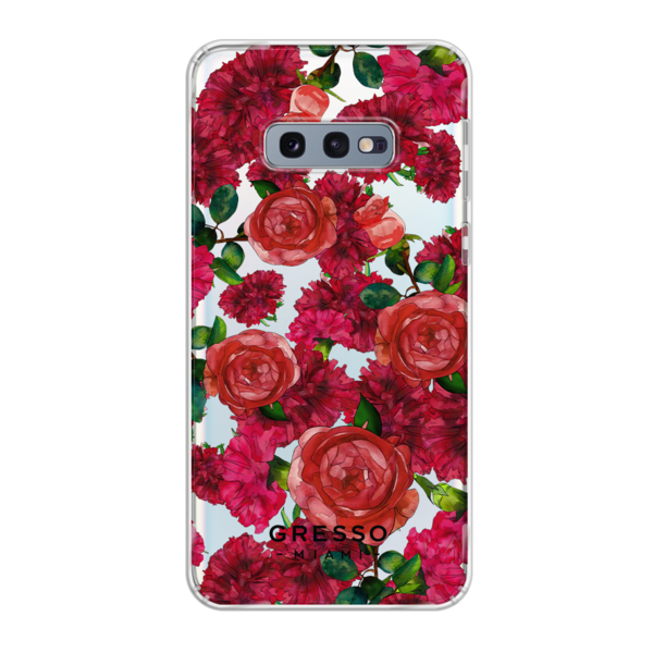 Противоударный чехол для Samsung Galaxy S10e. Коллекция Flower Power. Модель Formidably Red..