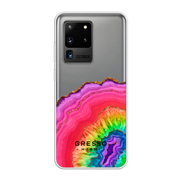 Противоударный чехол для Samsung Galaxy S20 Ultra. Коллекция Drama Queen. Модель Rainbow Agate..
