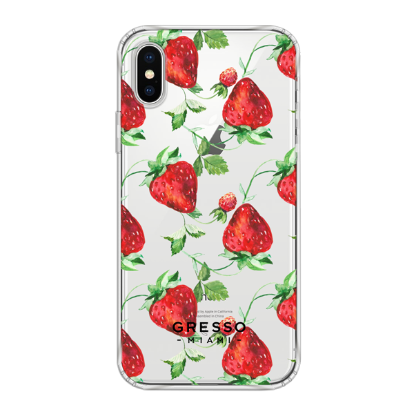 Противоударный чехол для iPhone XS. Коллекция Tutti Frutti. Модель Strawberry Margarita..