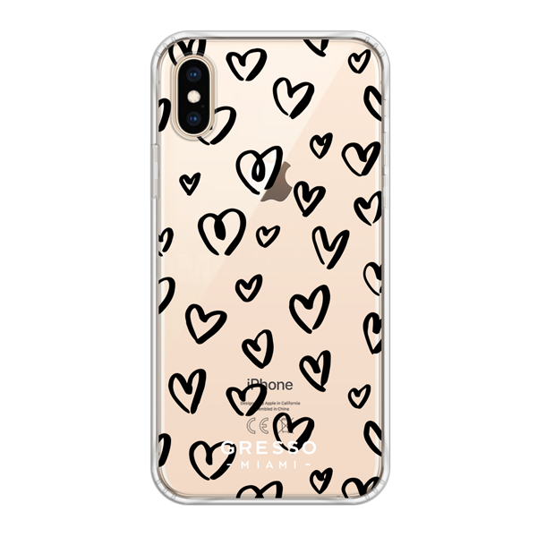 Противоударный чехол для iPhone XS Max. Коллекция La La Land. Модель Happy Hearts..