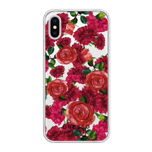 Противоударный чехол для iPhone X. Коллекция Flower Power. Модель Formidably Red..