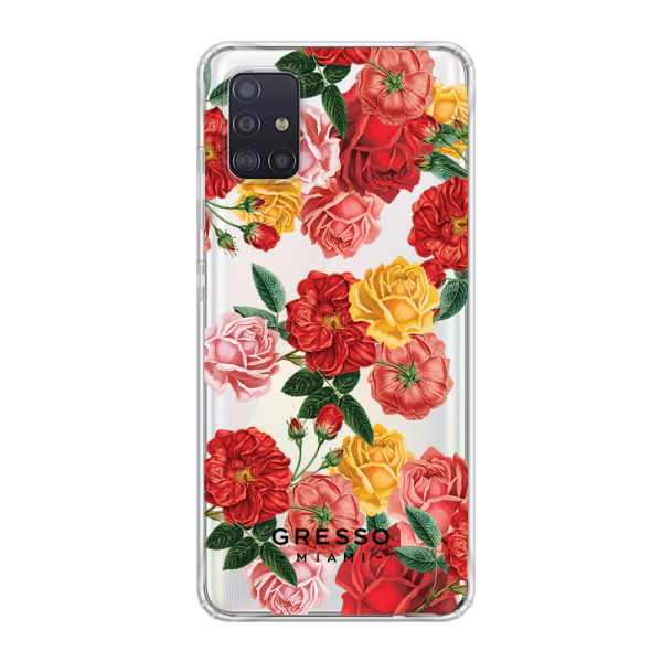 Противоударный чехол для Samsung Galaxy A51. Коллекция Flower Power. Модель Rose Against Time..
