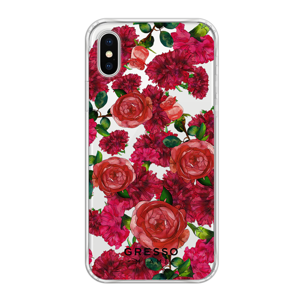 Противоударный чехол для iPhone XS. Коллекция Flower Power. Модель Formidably Red..