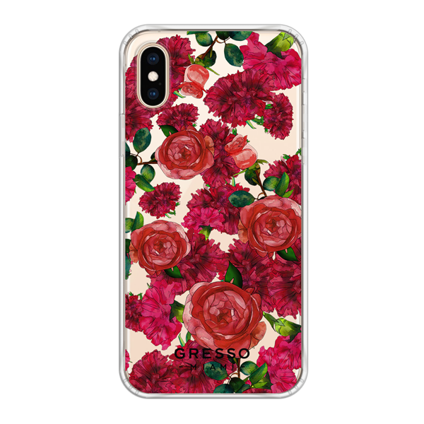 Противоударный чехол для iPhone XS Max. Коллекция Flower Power. Модель Formidably Red..
