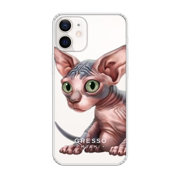 Противоударный чехол для iPhone 12 mini. Коллекция Let’s Be Friends!. Модель Sphynx Kitten..