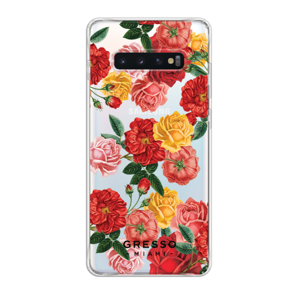 Противоударный чехол для Samsung Galaxy S10. Коллекция Flower Power. Модель Rose Against Time..