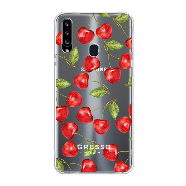 Противоударный чехол для Samsung Galaxy A20s. Коллекция Tutti Frutti. Модель Wild Cherry..