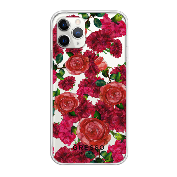 Противоударный чехол для iPhone 11 Pro. Коллекция Flower Power. Модель Formidably Red..