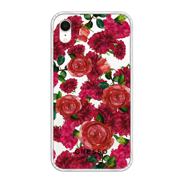 Противоударный чехол для iPhone XR. Коллекция Flower Power. Модель Formidably Red..