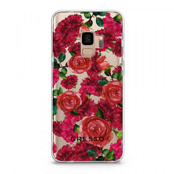 Противоударный чехол для Samsung Galaxy S9. Коллекция Flower Power. Модель Formidably Red..