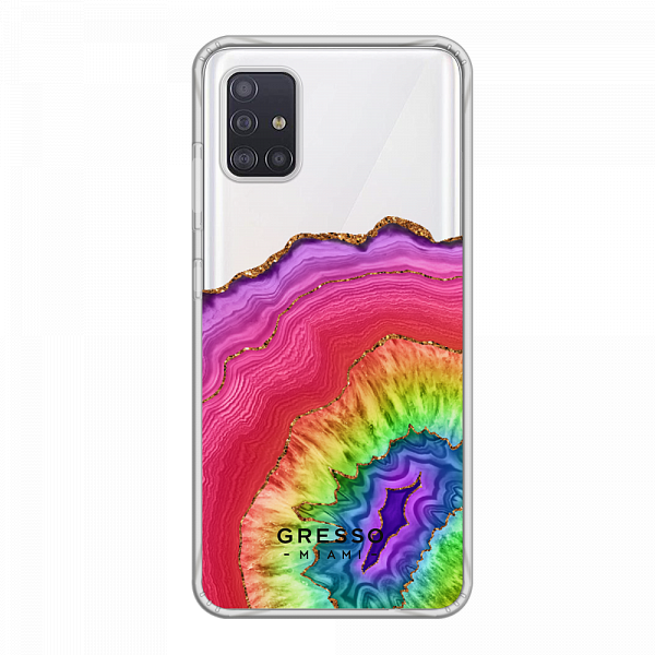Противоударный чехол для Samsung Galaxy A51. Коллекция Drama Queen. Модель Rainbow Agate..