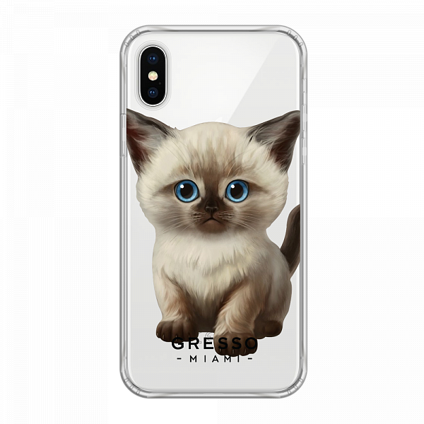 Противоударный чехол для iPhone X. Коллекция Let’s Be Friends!. Модель Siamese Kitten..