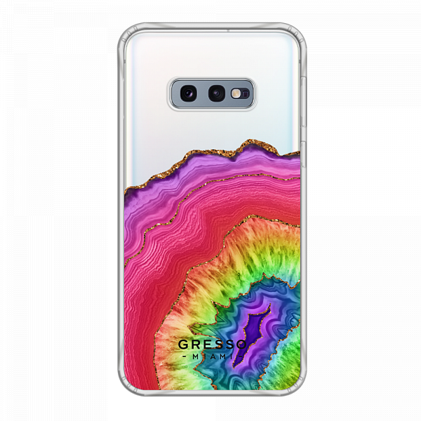 Противоударный чехол для Samsung Galaxy S10e. Коллекция Drama Queen. Модель Rainbow Agate..