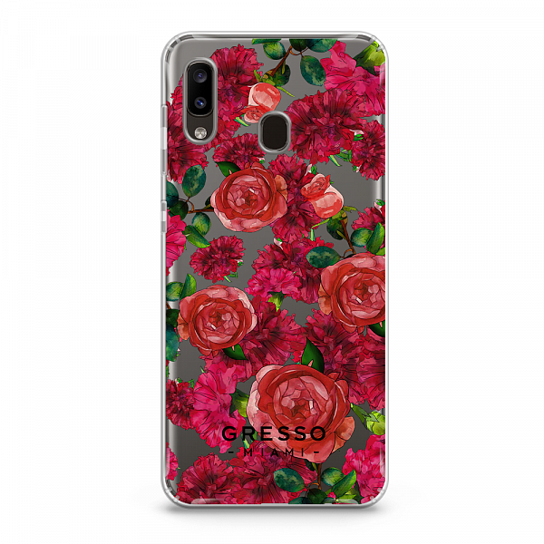 Противоударный чехол для Samsung Galaxy A20. Коллекция Flower Power. Модель Formidably Red..