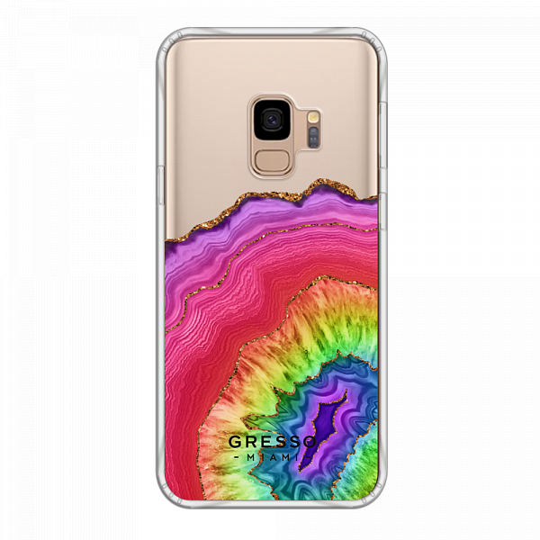 Противоударный чехол для Samsung Galaxy S9. Коллекция Drama Queen. Модель Rainbow Agate..