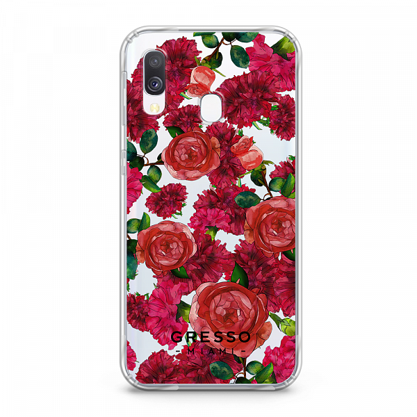 Противоударный чехол для Samsung Galaxy A40. Коллекция Flower Power. Модель Formidably Red..